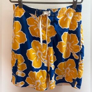 Tommy Hilfiger Blue & Yellow Hawaiian Floral Board Shorts Swim Trunks L